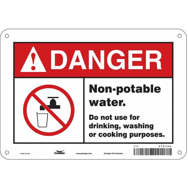 Safety Sign, 7 in Height, 10 in Width, Aluminum, Vertical Rectangle, English, 470J29