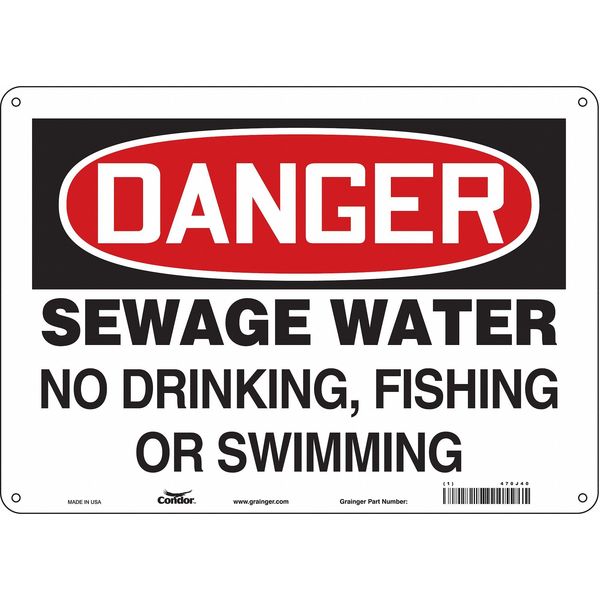 Safety Sign, 10 in Height, 14 in Width, Aluminum, Horizontal Rectangle, English, 470J40