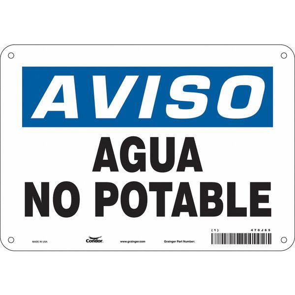 Safety Sign, 7 in Height, 10 in Width, Aluminum, Vertical Rectangle, English, 470J65