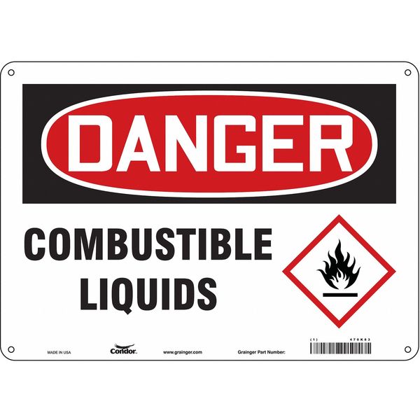 Safety Sign, 10 in Height, 14 in Width, Aluminum, Horizontal Rectangle, English, 470K83