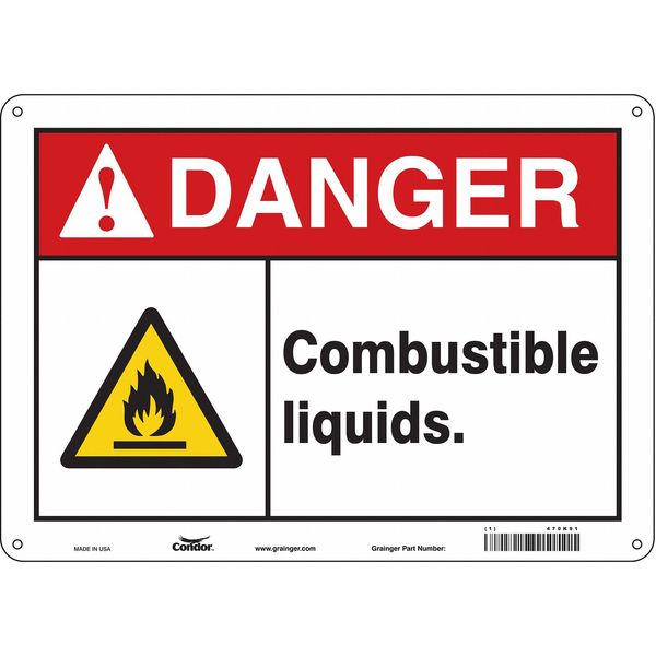 Safety Sign, 10 in Height, 14 in Width, Aluminum, Horizontal Rectangle, English, 470K91