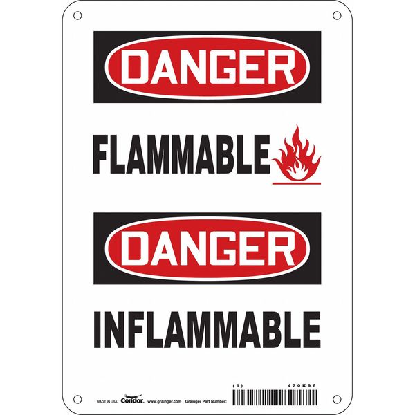 Safety Sign, 10 in Height, 7 in Width, Aluminum, Horizontal Rectangle, English, French