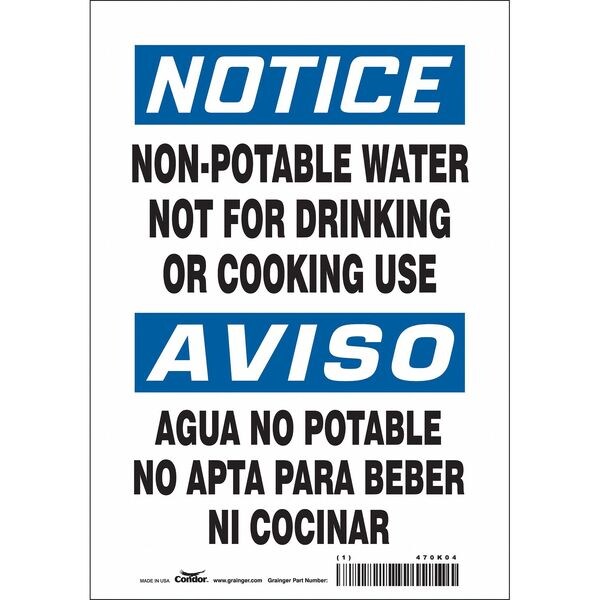 Safety Sign, 10 in Height, 7 in Width, Vinyl, Horizontal Rectangle, English, 470K04