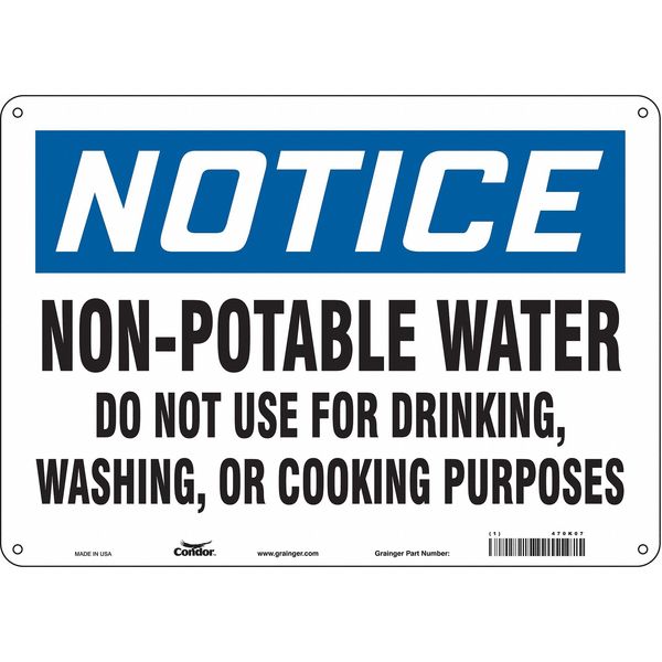 Safety Sign, 10 in Height, 14 in Width, Aluminum, Horizontal Rectangle, English, 470K07