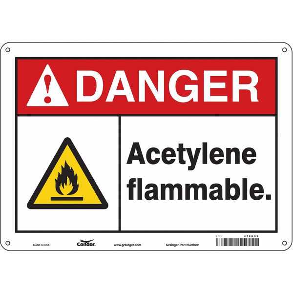Safety Sign, 10 in Height, 14 in Width, Aluminum, Horizontal Rectangle, English, 470K55
