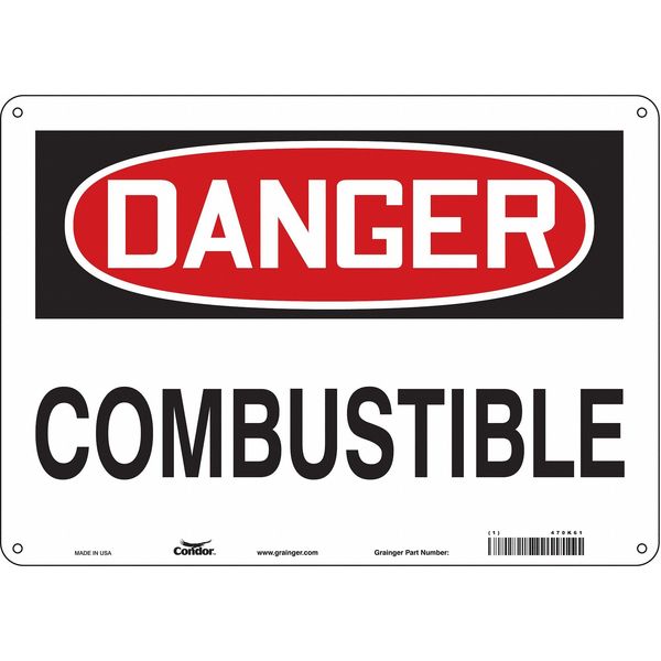 Safety Sign, 10 in Height, 14 in Width, Aluminum, Horizontal Rectangle, English, 470K61
