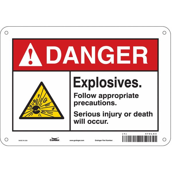 Safety Sign, 7 in Height, 10 in Width, Aluminum, Vertical Rectangle, English, 470L83