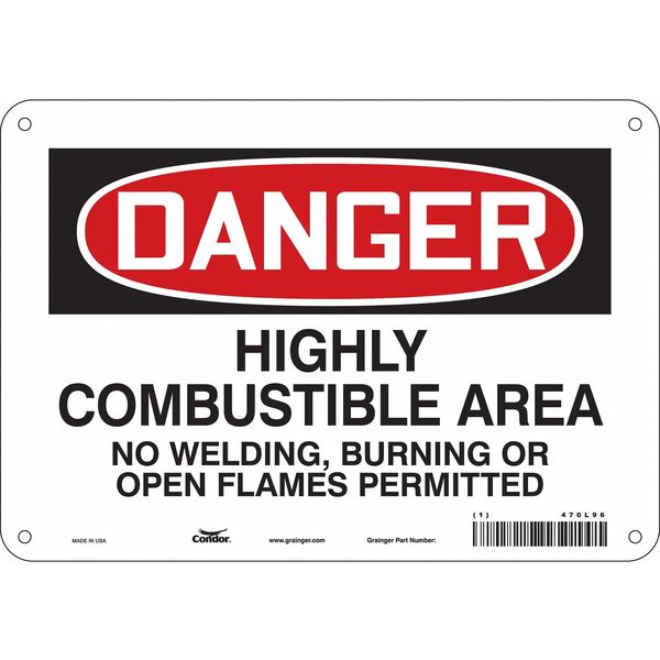 Safety Sign, 7 in Height, 10 in Width, Aluminum, Vertical Rectangle, English, 470L96