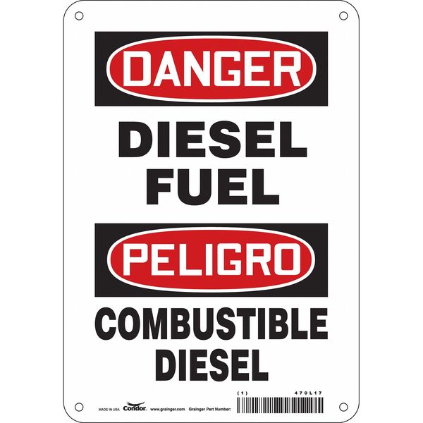 Safety Sign, 10 in H, 7 in W, Horizontal Rectangle, English, Spanish, 470L17