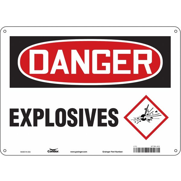 Safety Sign, 10 in Height, 14 in Width, Aluminum, Horizontal Rectangle, English, 470L46