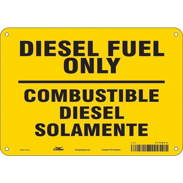 Safety Sign, 7 in H, 10 in W, Vertical Rectangle, English, Spanish, 470M50