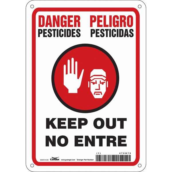 Safety Sign, 10 in H, 7 in W, Horizontal Rectangle, English, Spanish, 470N79