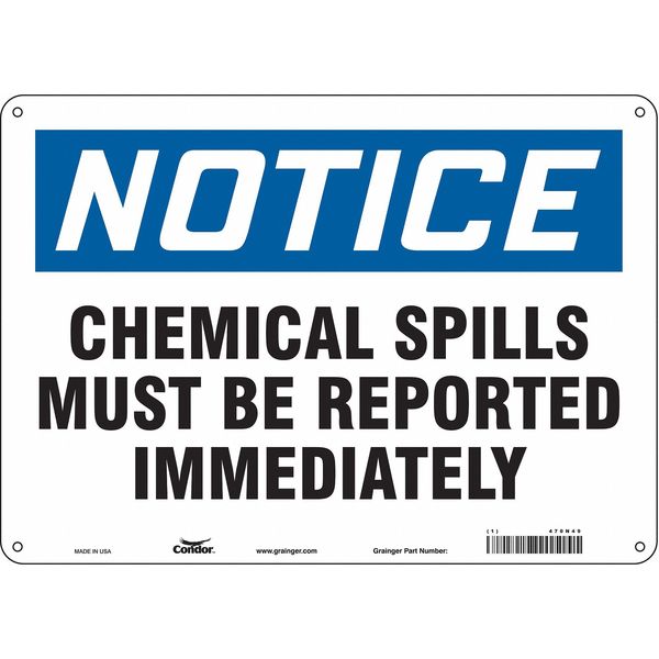 Safety Sign, 10 in Height, 14 in Width, Aluminum, Horizontal Rectangle, English, 470N49