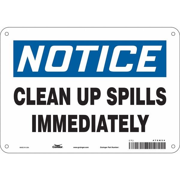 Safety Sign, 7 in Height, 10 in Width, Aluminum, Vertical Rectangle, English, 470N54