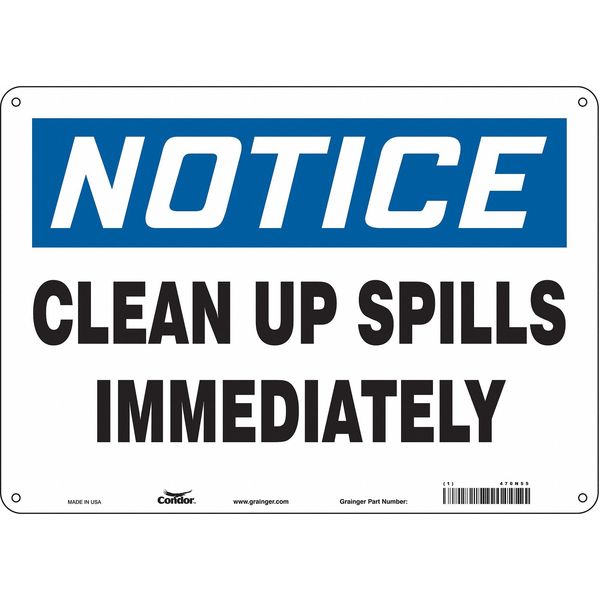 Safety Sign, 10 in Height, 14 in Width, Aluminum, Horizontal Rectangle, English, 470N55