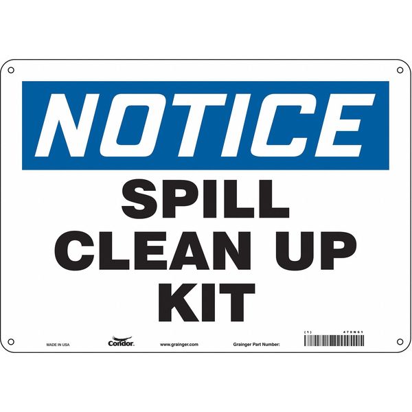 Safety Sign, 10 in Height, 14 in Width, Aluminum, Horizontal Rectangle, English, 470N61