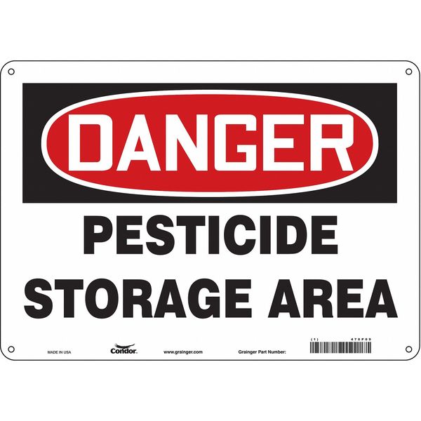 Safety Sign, 10 in Height, 14 in Width, Aluminum, Horizontal Rectangle, English, 470P09
