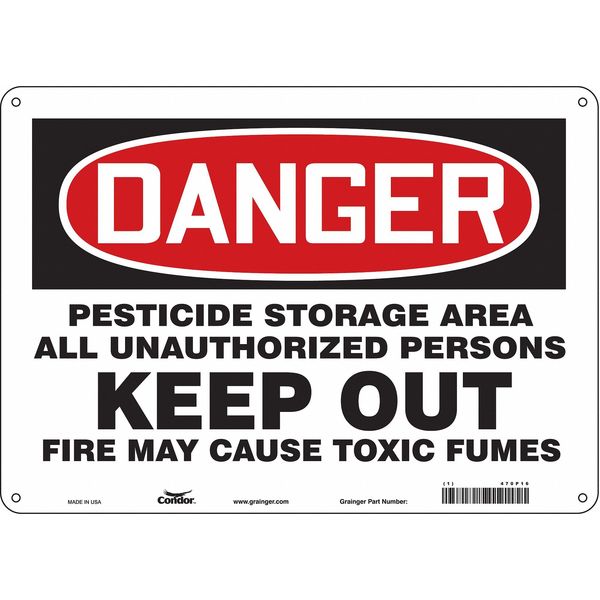 Safety Sign, 10 in Height, 14 in Width, Aluminum, Horizontal Rectangle, English, 470P16