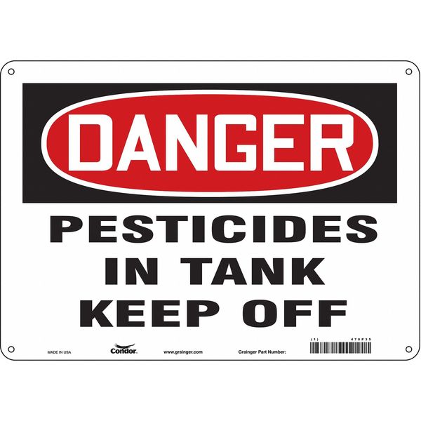 Safety Sign, 10 in Height, 14 in Width, Aluminum, Horizontal Rectangle, English, 470P35