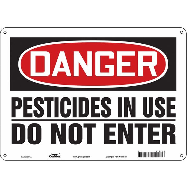 Safety Sign, 10 in Height, 14 in Width, Aluminum, Horizontal Rectangle, English, 470P42