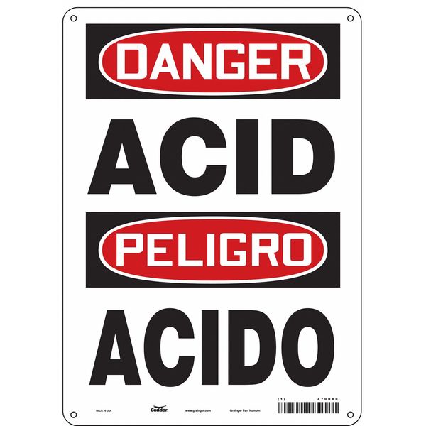 Safety Sign, 14 in H, 10 in W, Vertical Rectangle, English, Spanish, 470R80