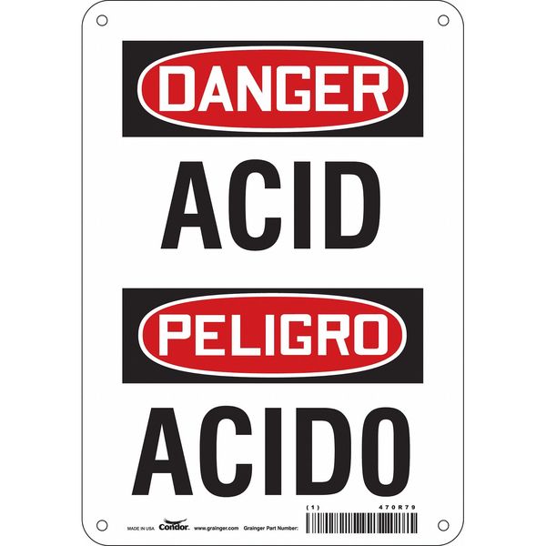 Safety Sign, 10 in H, 7 in W, Horizontal Rectangle, English, Spanish, 470R79