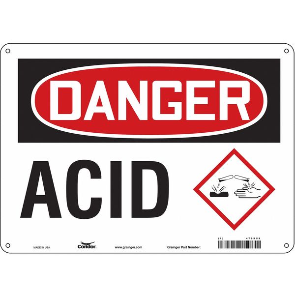 Safety Sign, 10 in Height, 14 in Width, Aluminum, Horizontal Rectangle, English, 470R59