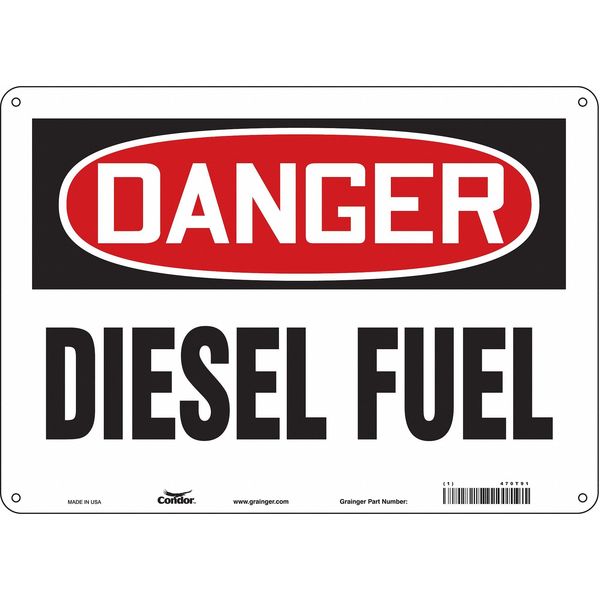 Safety Sign, 10 in Height, 14 in Width, Aluminum, Horizontal Rectangle, English, 470T91