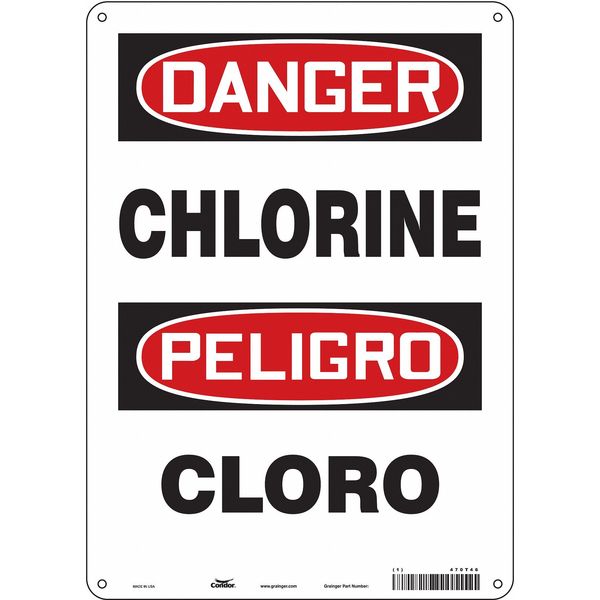 Safety Sign, 14 in H, 10 in W, Vertical Rectangle, English, Spanish, 470T46