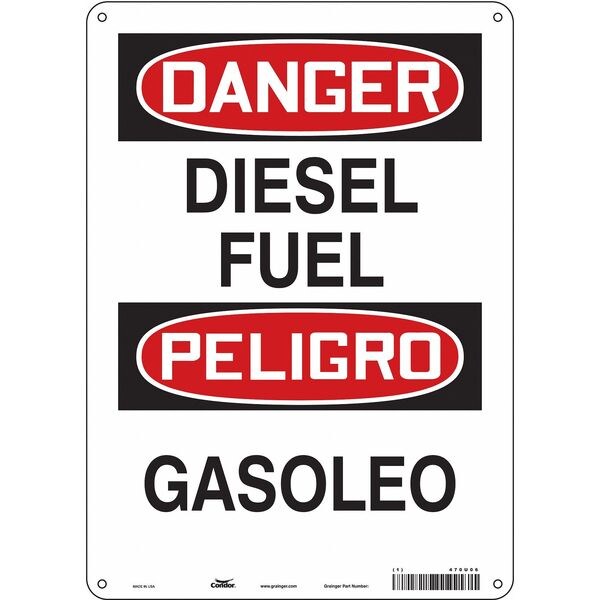 Safety Sign, 14 in H, 10 in W, Vertical Rectangle, English, Spanish, 470U06