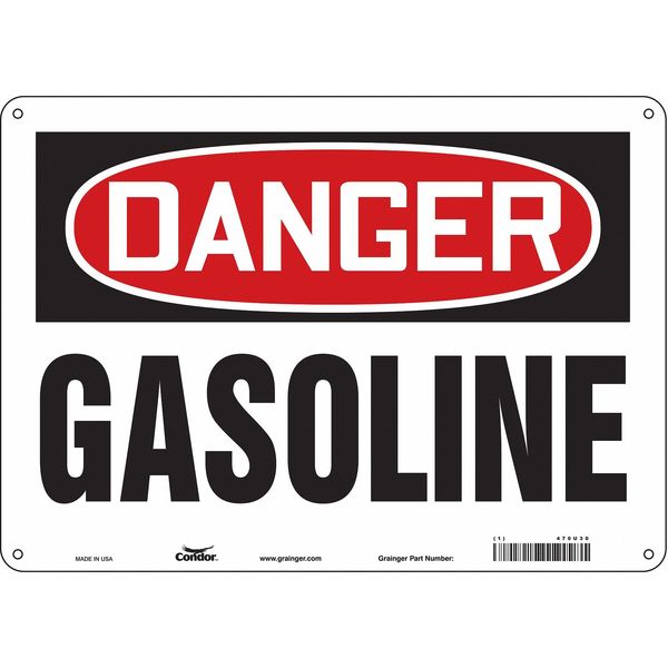 Safety Sign, 10 in Height, 14 in Width, Aluminum, Horizontal Rectangle, English, 470U30