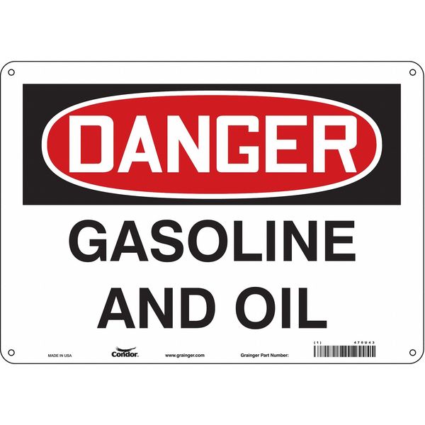 Safety Sign, 10 in Height, 14 in Width, Aluminum, Horizontal Rectangle, English, 470U43