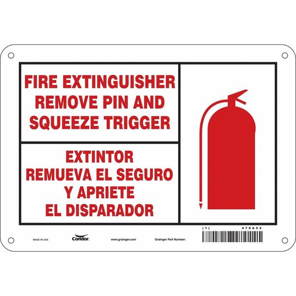 Safety Sign, 7 in Height, 10 in Width, Aluminum, Vertical Rectangle, English, Spanish