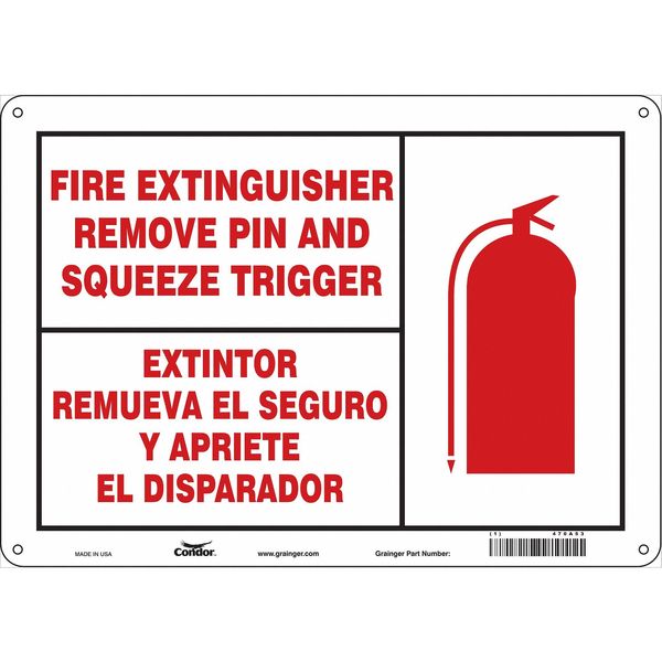 Safety Sign, 10 in Height, 14 in Width, Aluminum, Horizontal Rectangle, English, Spanish