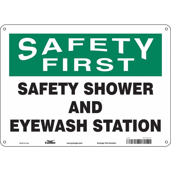 Safety Sign, 10 in Height, 14 in Width, Aluminum, Horizontal Rectangle, English, 471F11