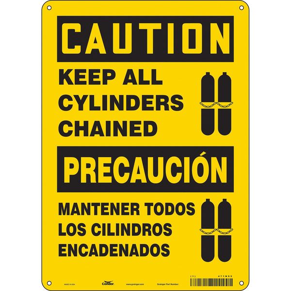Safety Sign, 14 in Height, 10 in Width, Aluminum, Vertical Rectangle, English, Spanish, 471N95