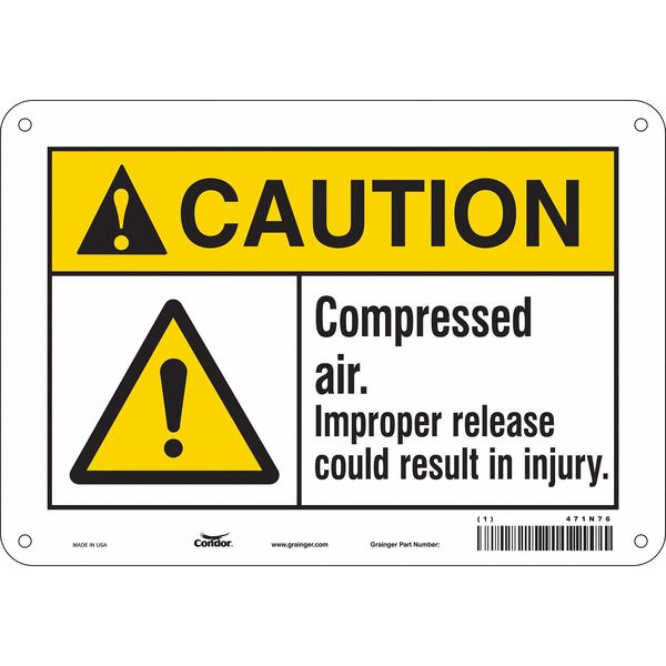 Safety Sign, 7 in Height, 10 in Width, Aluminum, Vertical Rectangle, English, 471N76