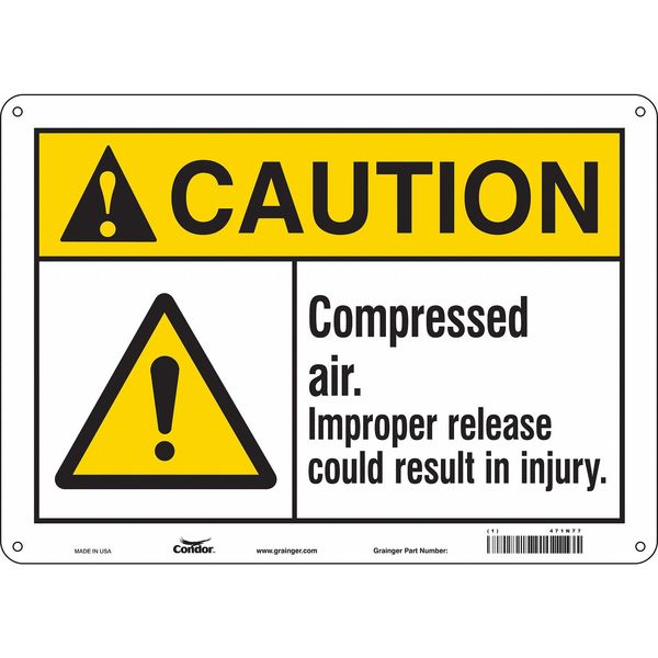 Safety Sign, 10 in Height, 14 in Width, Aluminum, Horizontal Rectangle, English, 471N77