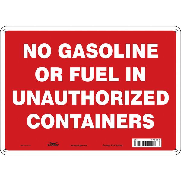 Safety Sign, 10 in Height, 14 in Width, Aluminum, Horizontal Rectangle, English, 471N53