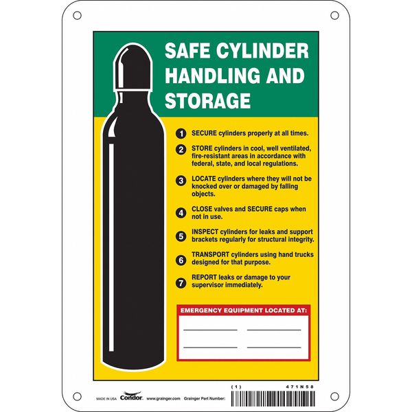 Safety Sign, 10 in Height, 7 in Width, Aluminum, Horizontal Rectangle, English, 471N58