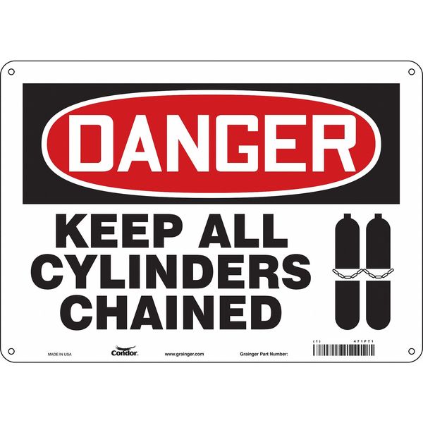 Safety Sign, 10 in Height, 14 in Width, Aluminum, Horizontal Rectangle, English, 471P71