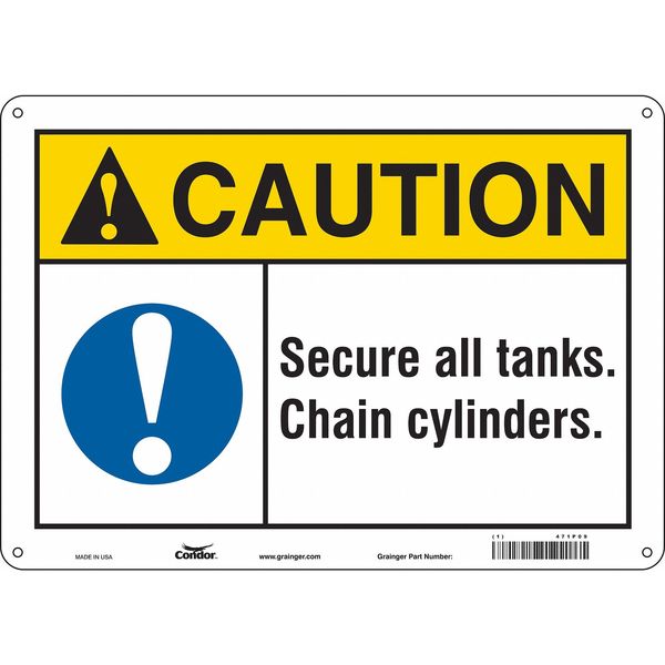 Safety Sign, 10 in Height, 14 in Width, Aluminum, Horizontal Rectangle, English, 471P09