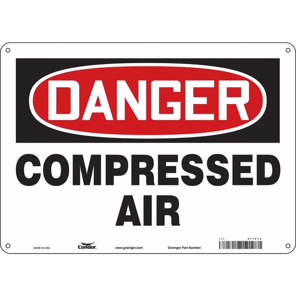 Safety Sign, 10 in Height, 14 in Width, Aluminum, Horizontal Rectangle, English, 471P15