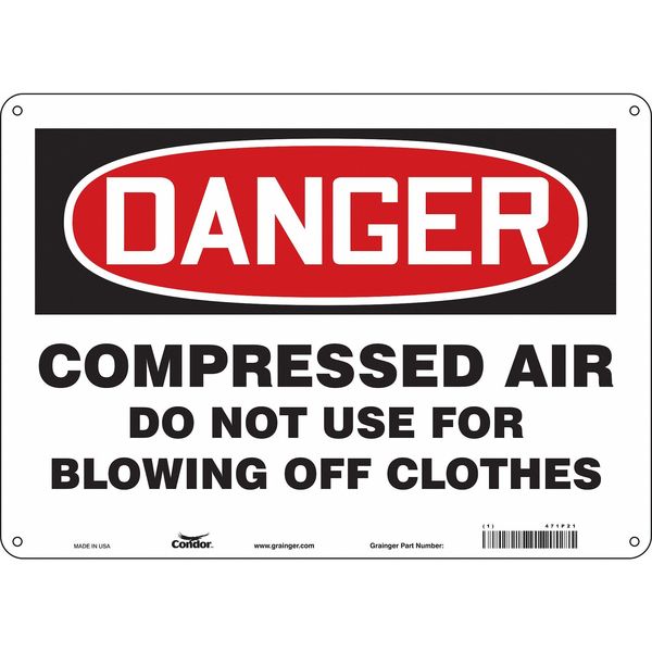 Safety Sign, 10 in Height, 14 in Width, Aluminum, Horizontal Rectangle, English, 471P21