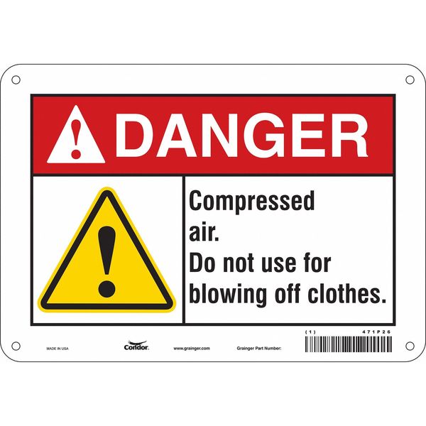 Safety Sign, 7 in Height, 10 in Width, Aluminum, Vertical Rectangle, English, 471P26