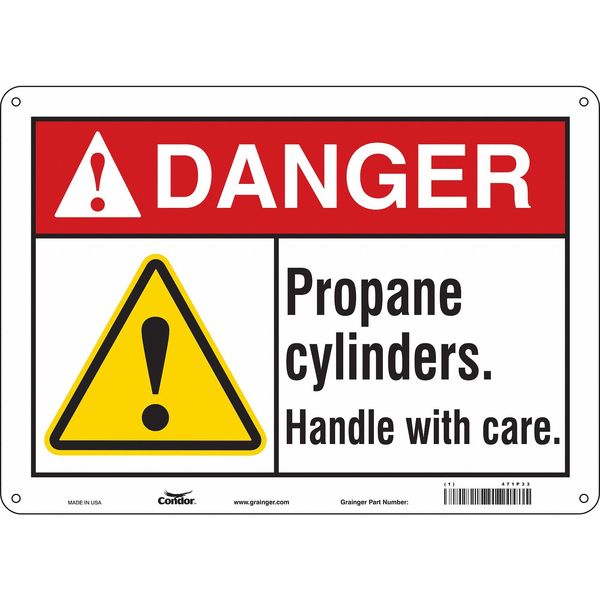 Safety Sign, 10 in Height, 14 in Width, Aluminum, Horizontal Rectangle, English, 471P33