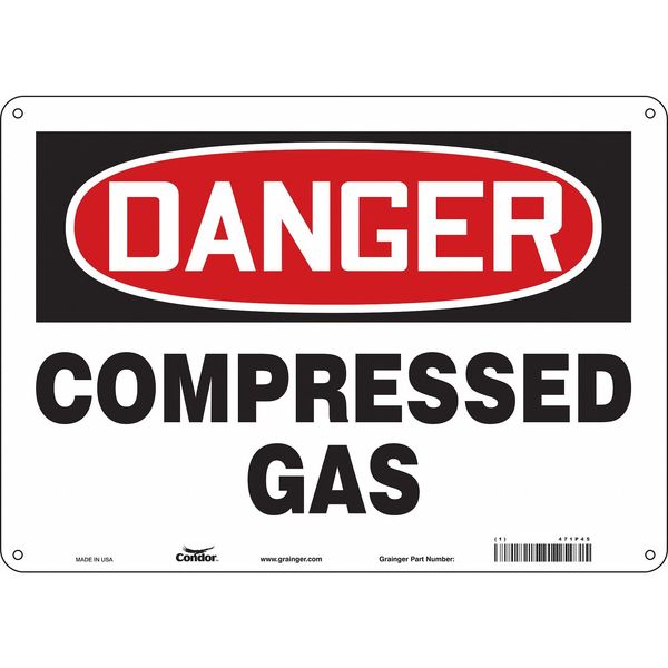 Safety Sign, 10 in Height, 14 in Width, Aluminum, Horizontal Rectangle, English, 471P45