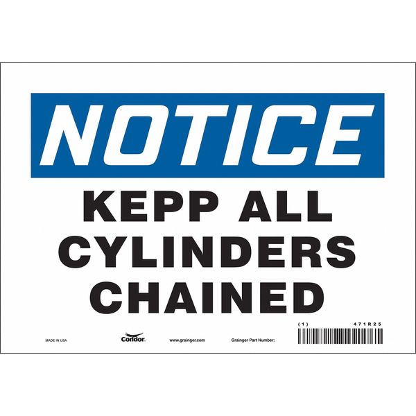 Safety Sign, 7 in Height, 10 in Width, Vinyl, Vertical Rectangle, English, 471R25