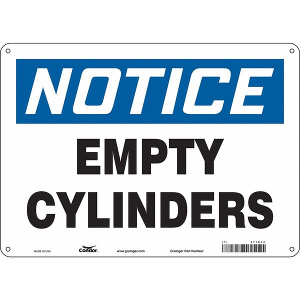 Safety Sign, 10 in Height, 14 in Width, Aluminum, Horizontal Rectangle, English, 471R42