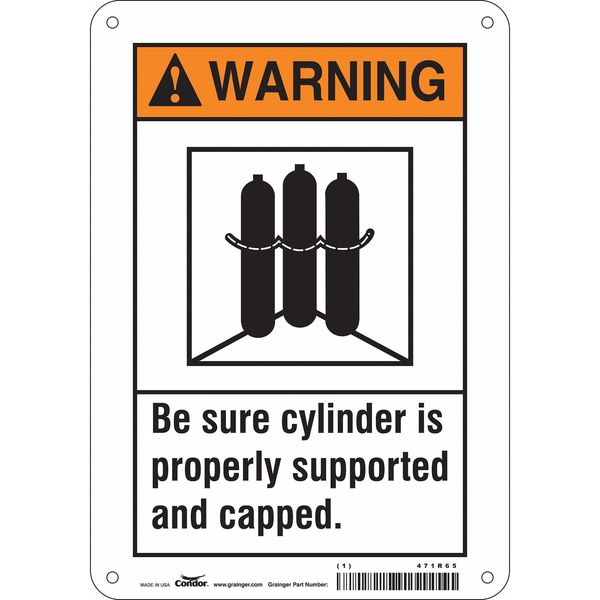 Safety Sign, 10 in Height, 7 in Width, Aluminum, Horizontal Rectangle, English, 471R65